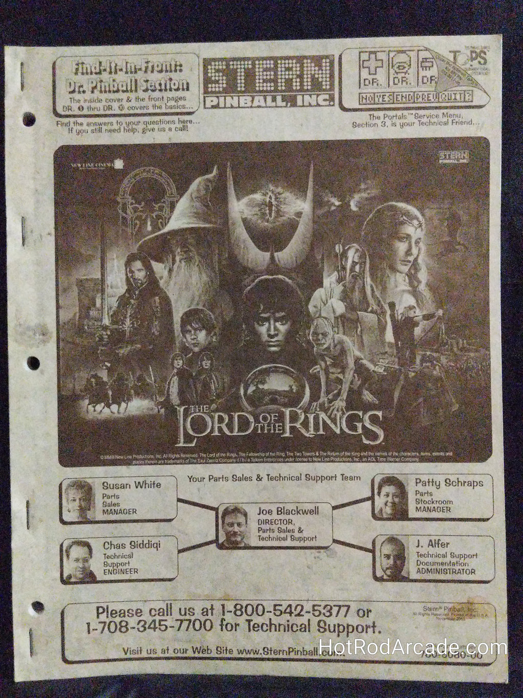 The Lord of the Rings - Stern - Pinball Manual  - Schematics - Instructions - Used Copy