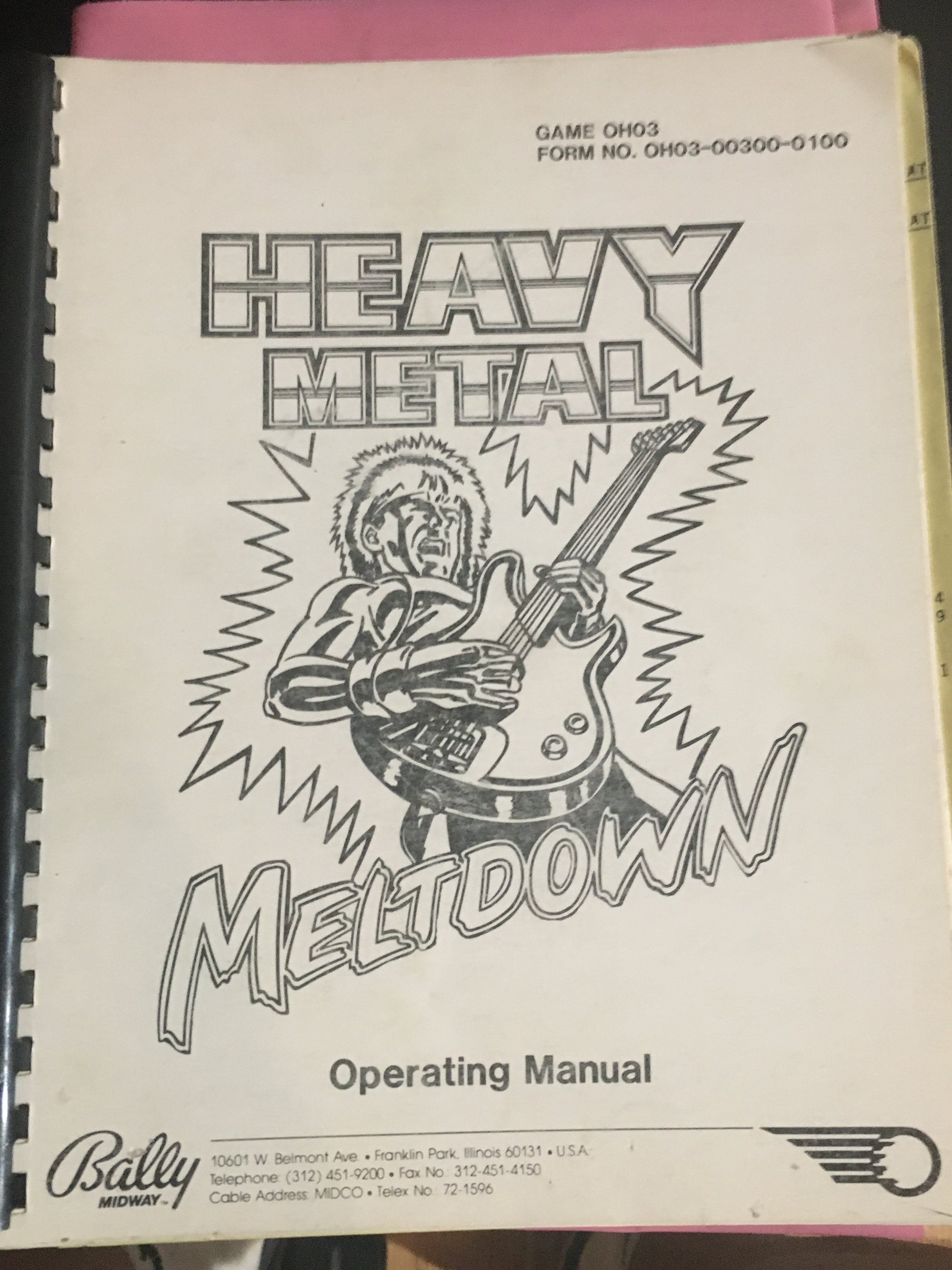 Heavy Metal Meltdown - Bally -Operating Schematics Pinball Manual - Instructions - Used Copy