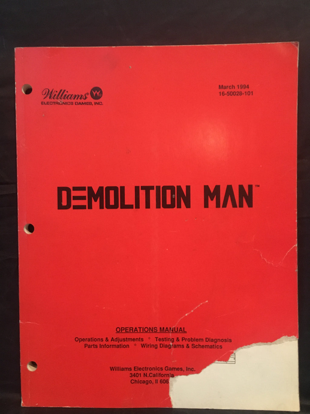 Demolition Man - Williams - Pinball Operations Manual  - Wiring Diagrams - Instructions