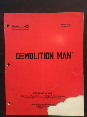 Demolition Man - Williams - Pinball Operations Manual  - Wiring Diagrams - Instructions