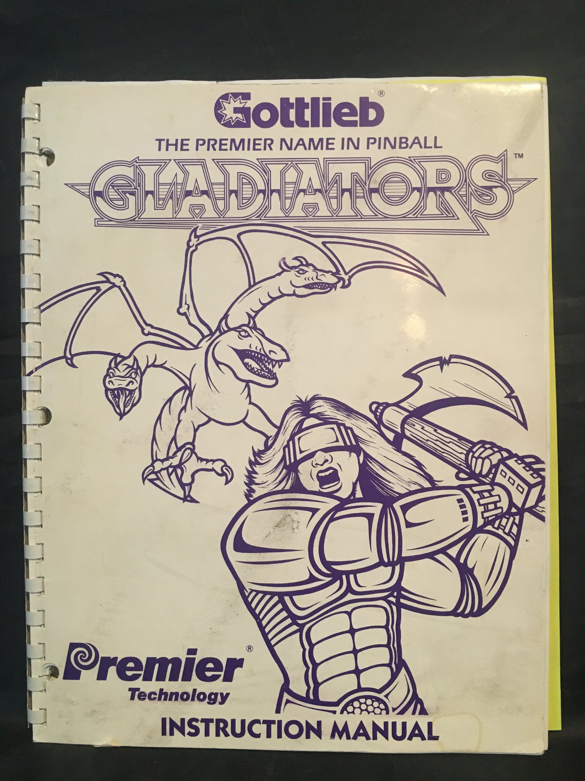 Gladiators - Gottlieb - Pinball Manual  - Schematics - Instructions - Used Copy