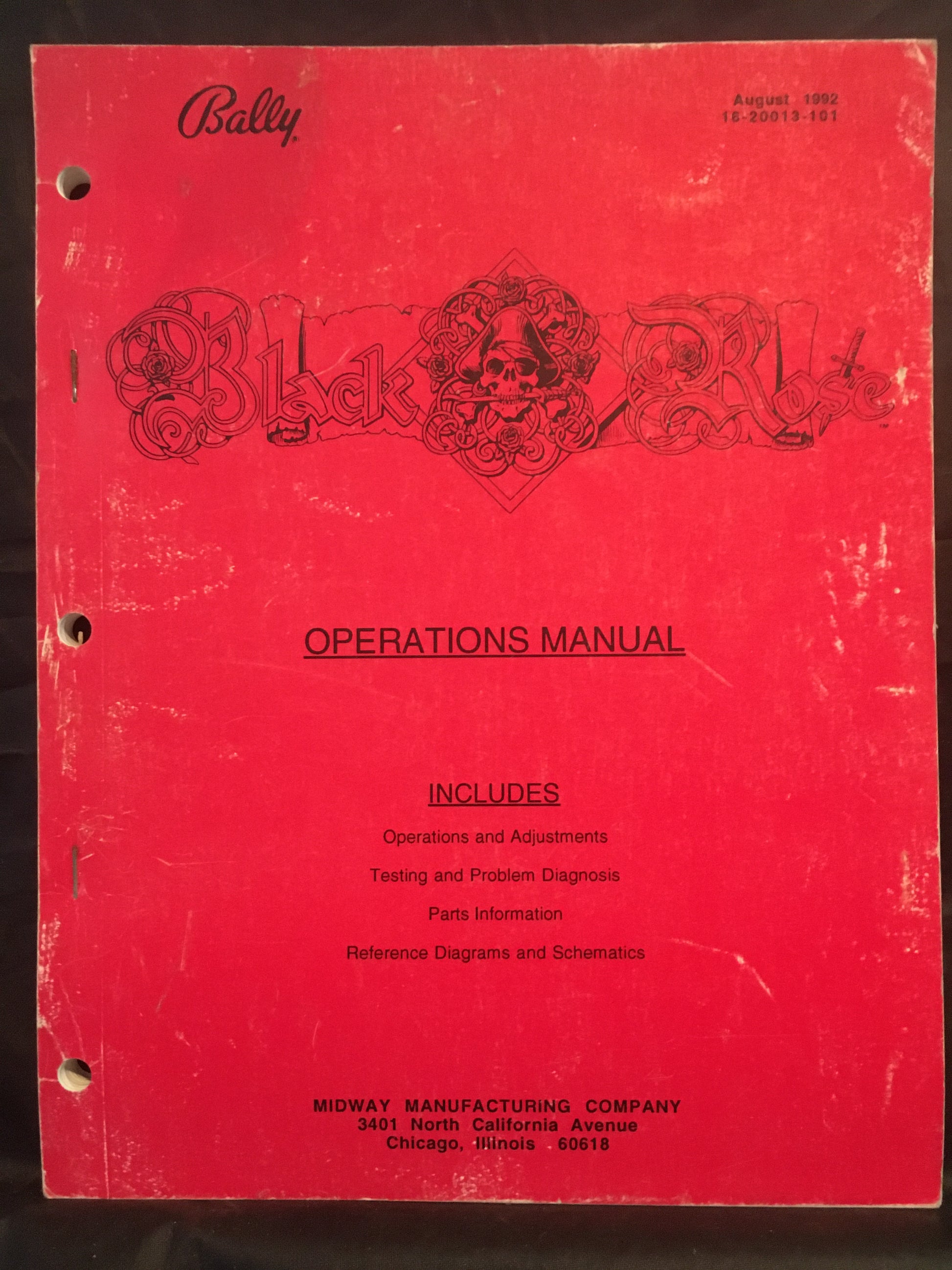 Black Rose- Bally - Pinball Operations Manual- Instructions - Book - USED COPY