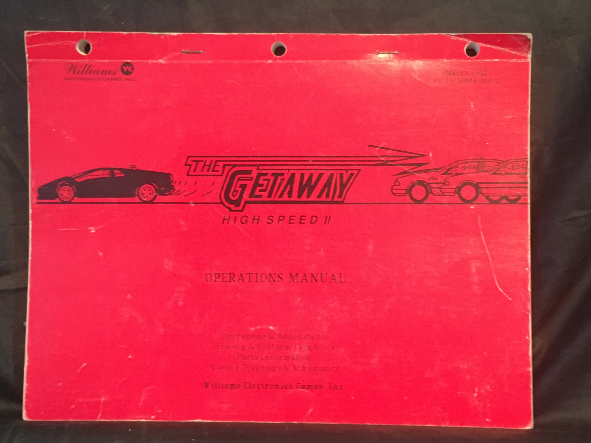 The Getaway: High Speed 2 - Williams - Pinball Operations Manual  - Wiring Diagrams- Instructions - Used Copy